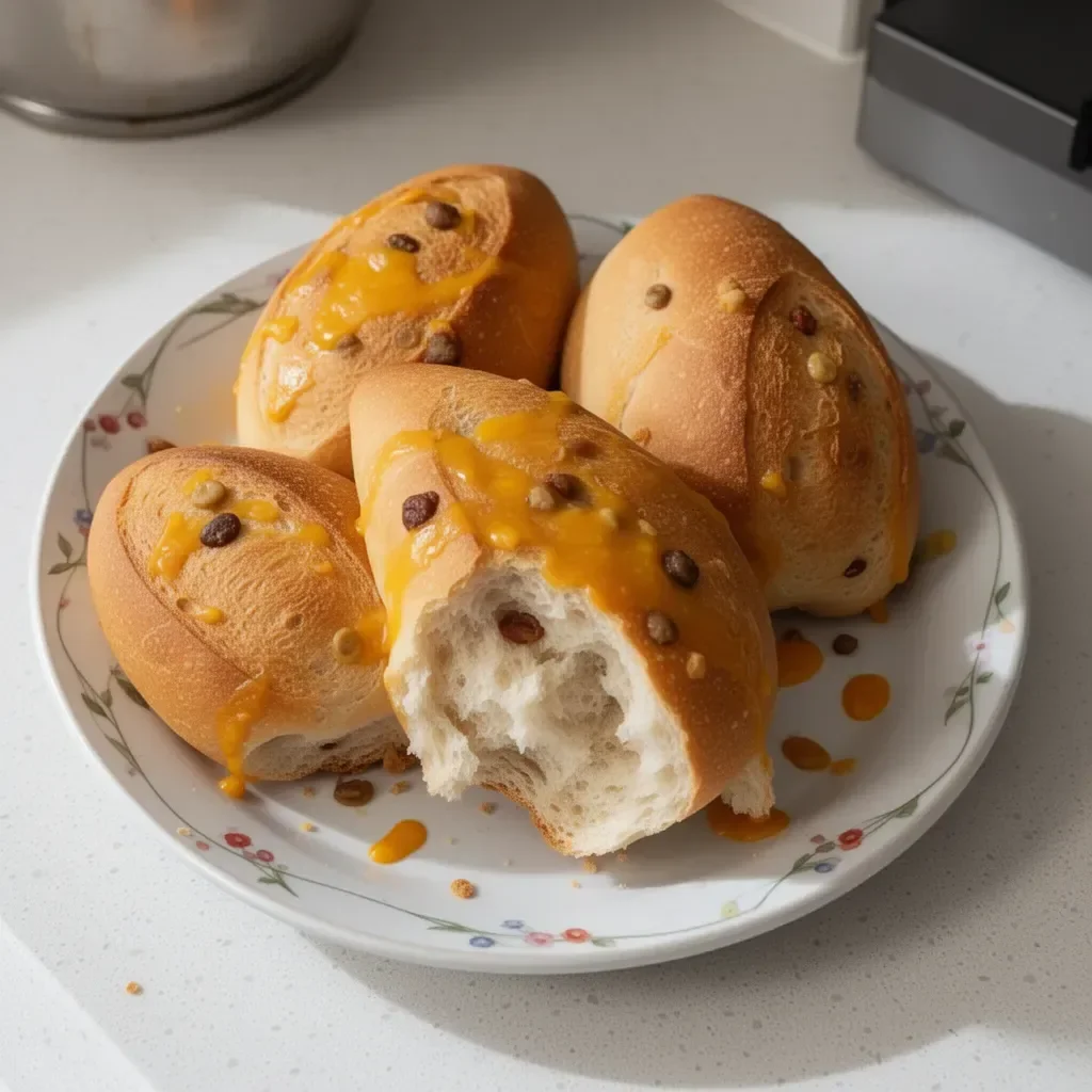 Freshly baked Mexican bread rolls served on a rustic table