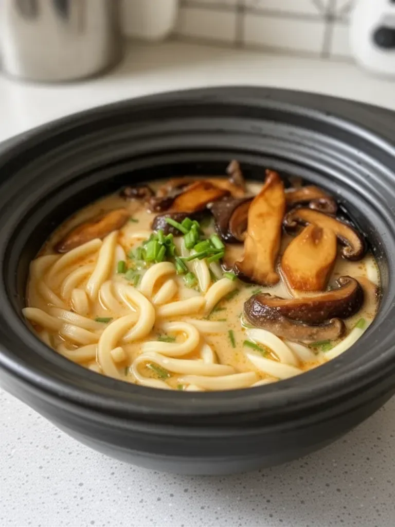 Miso Udon Noodle Soup with Teriyaki Mushrooms