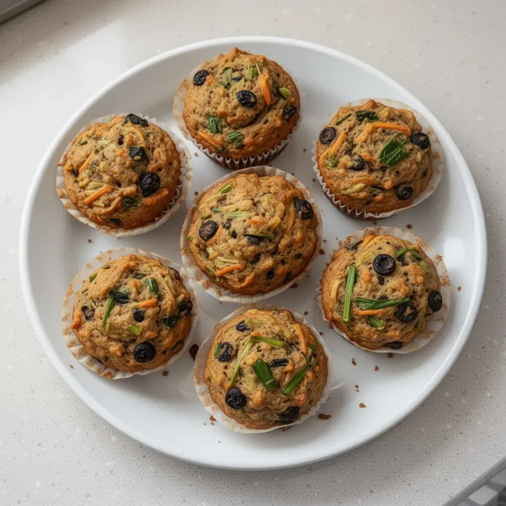 Freshly baked Morning Glory Muffins with fruits and nuts