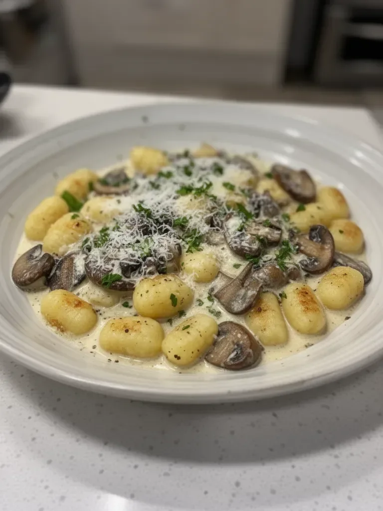 Mushroom Gnocchi with Parmesan Cream Sauce