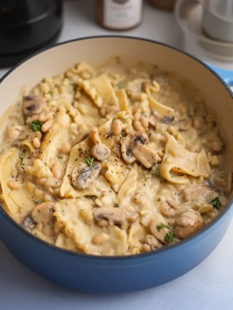 One-Pot Mushroom and White Bean Pasta