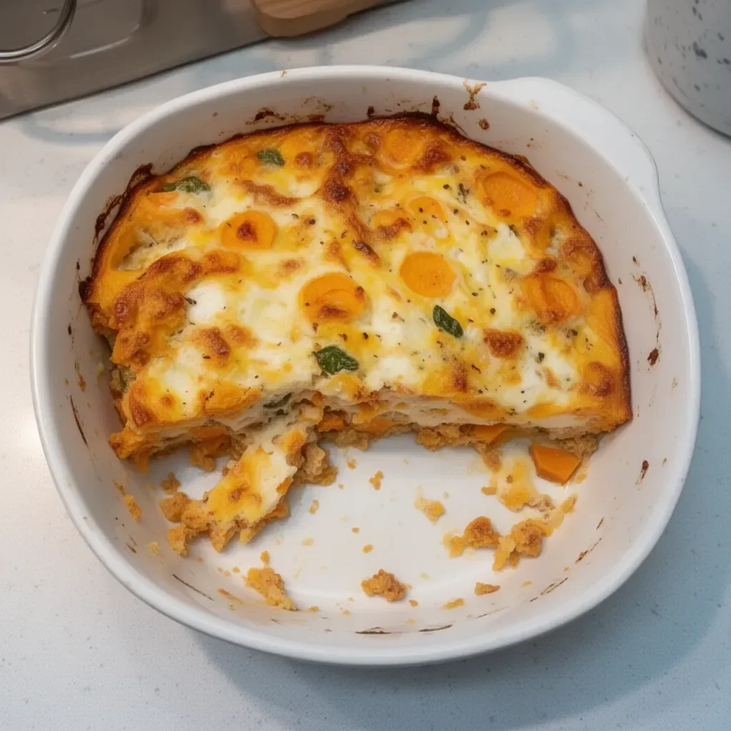 Protein-packed sweet potato egg casserole, a healthy brunch option.