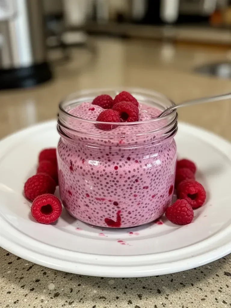 Raspberry Chia Pudding Sweetened with Maple Syrup