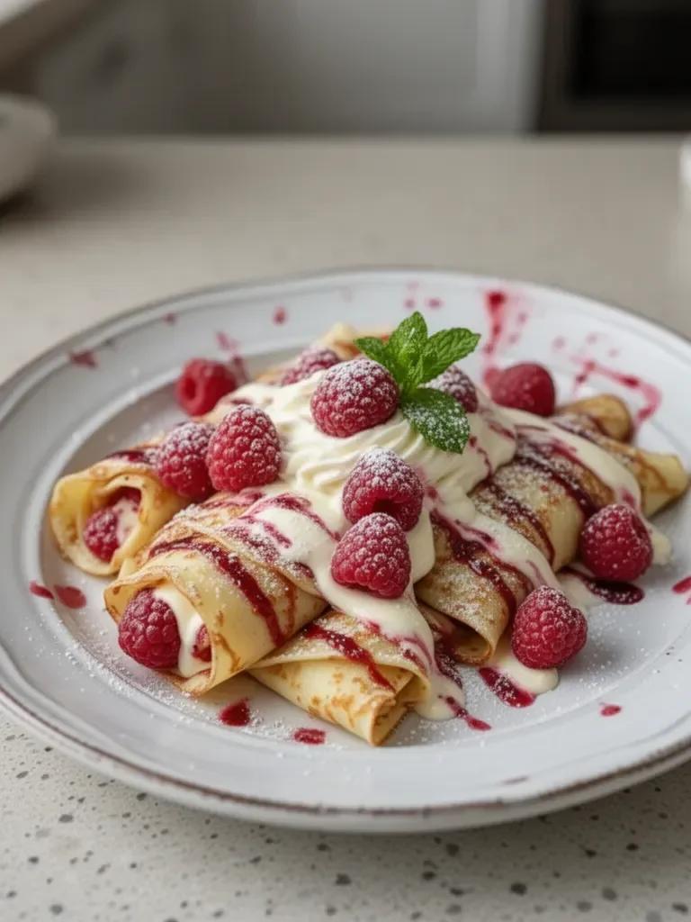 Raspberry Vanilla Cream Crepes – Light, Fluffy & Sweetly Decadent