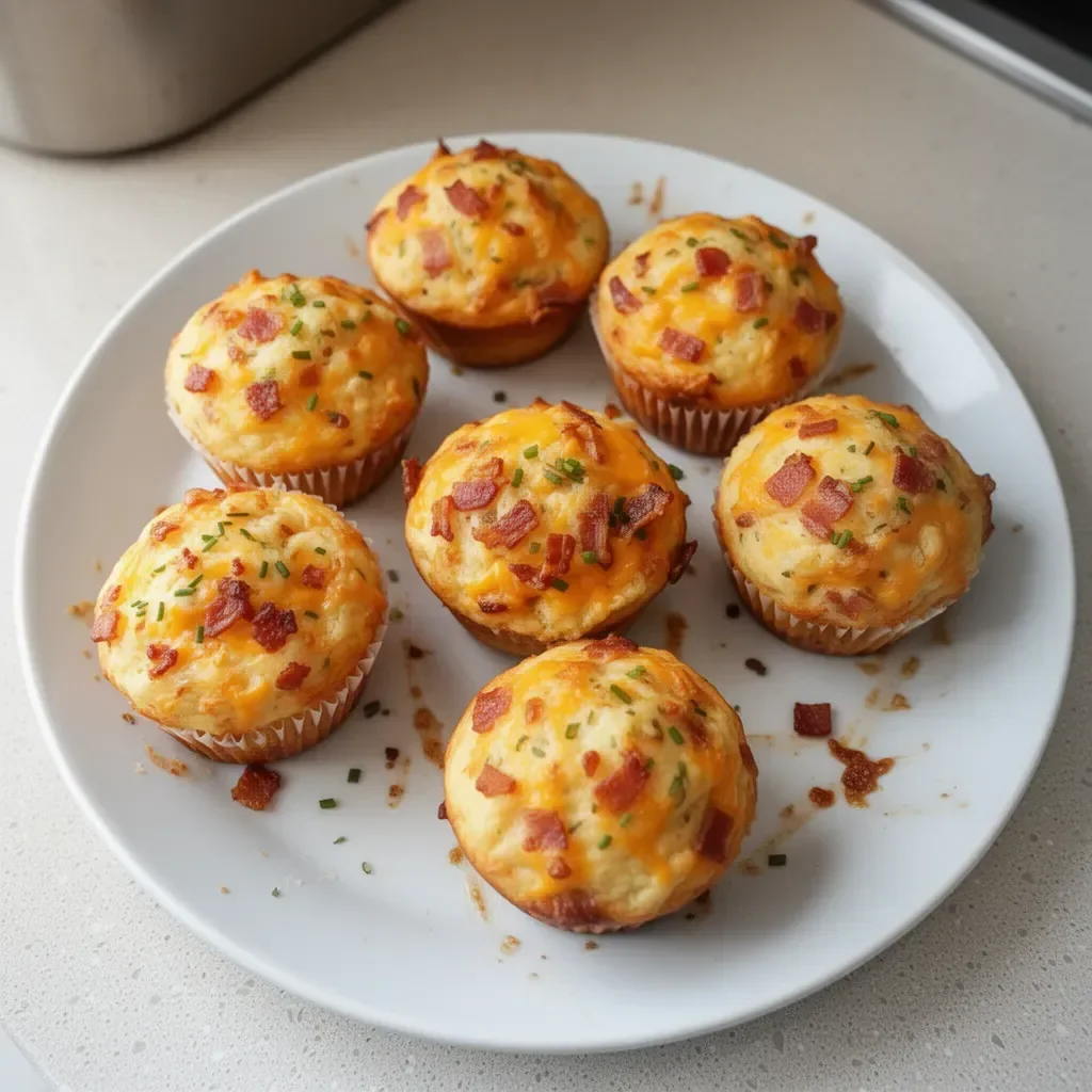 Savory bacon cheddar muffins fresh out of the oven, perfect for breakfast.