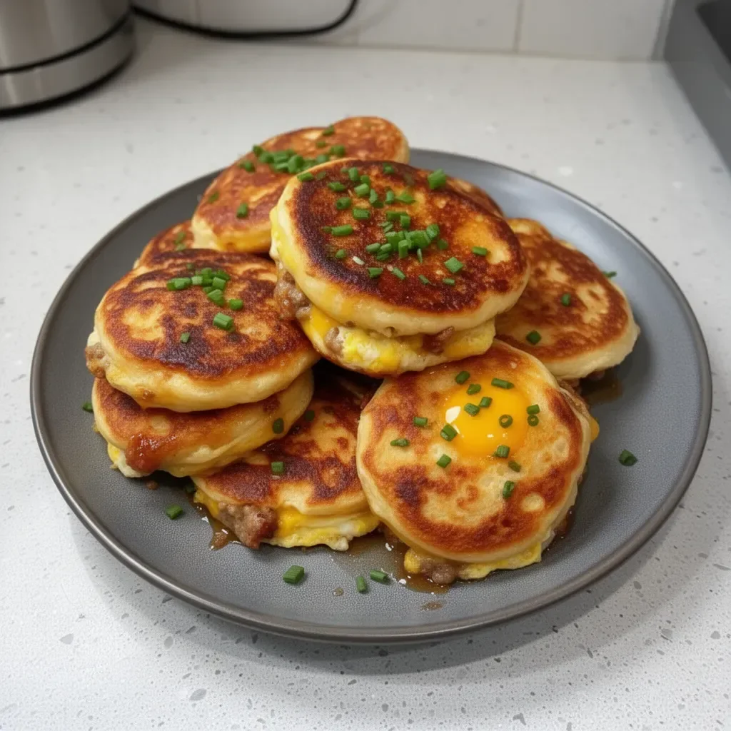 Savory Breakfast McGriddle Bites served on a plate with syrup