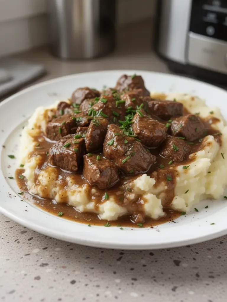 Slow Cooker Beef Tips and Gravy
