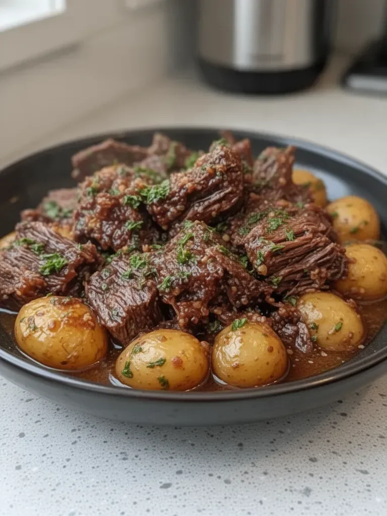 Slow Cooker Garlic Butter Beef with Potatoes