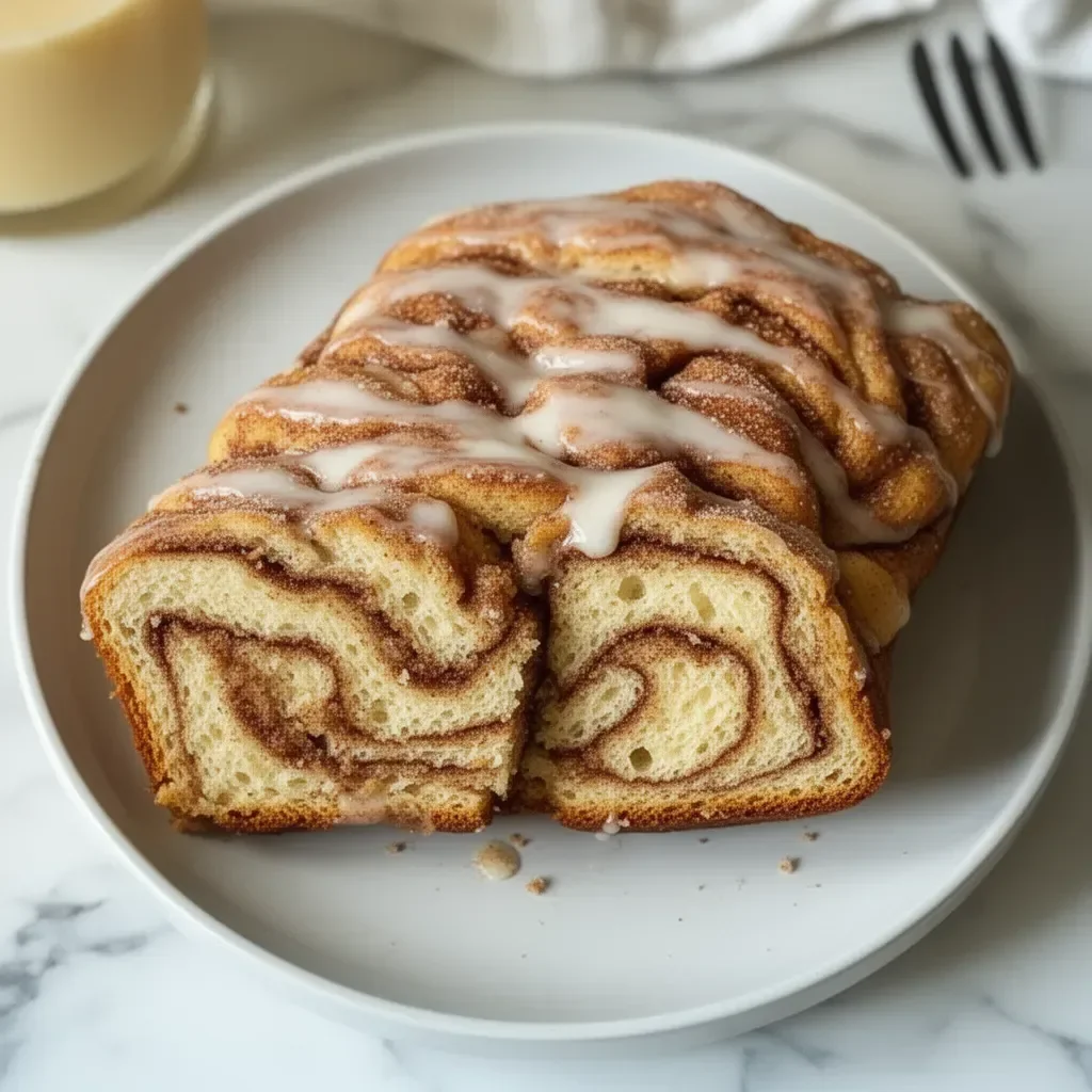 Loaf of Sourdough Discard Cinnamon Bread with swirls of cinnamon