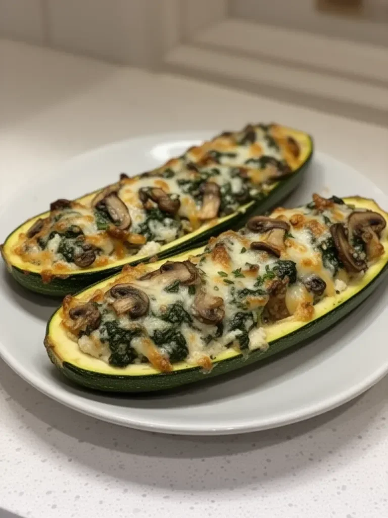 Spinach, Mushroom, and Ricotta Stuffed Zucchini Boats Recipe