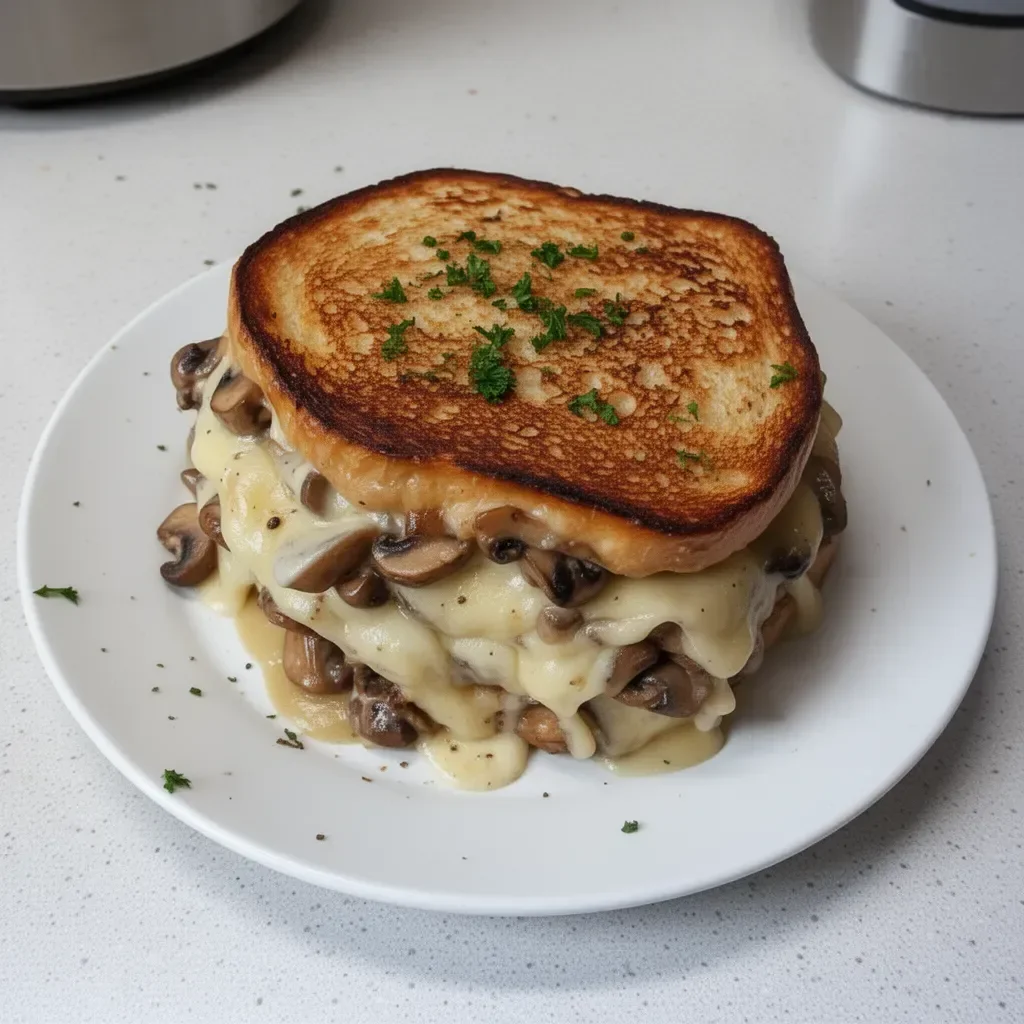 Delicious Swiss Mushroom Melt with mushrooms and melted cheese