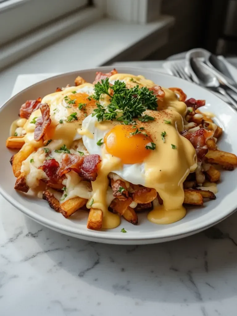 Ultimate Breakfast Poutine with Creamy Hollandaise Sauce