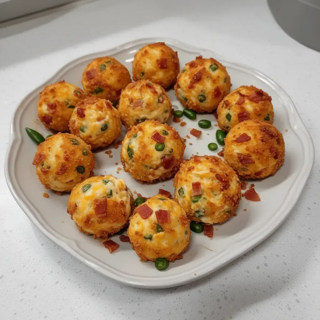 Bacon jalapeño popper cheese balls garnished and ready to serve