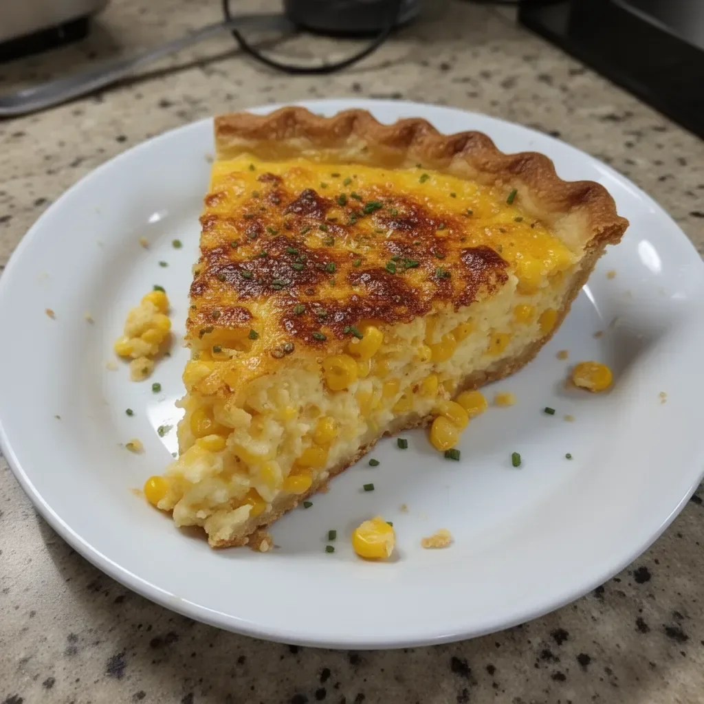 Cheddar Sweet Corn Pie, a savory dish with cheese and corn