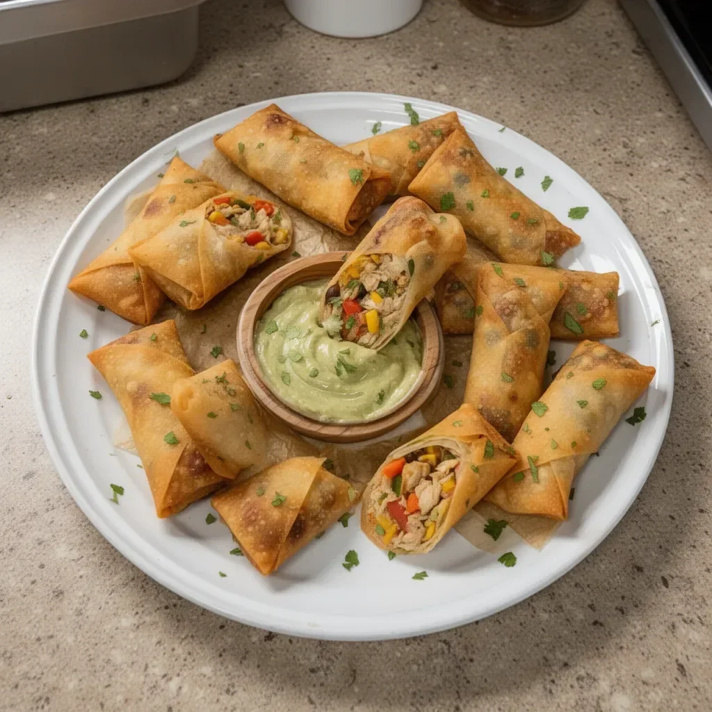 Delicious Chili's Southwest Eggrolls served with dipping sauce
