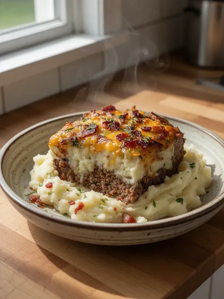 Meatloaf with Mashed Potatoes and Cheese Recipe