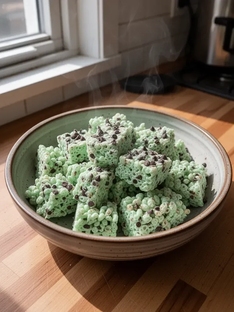 Mint Chocolate Chip Rice Krispie Treats
