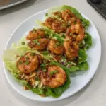 Sweet Chili Shrimp Lettuce Cups served with fresh vegetables