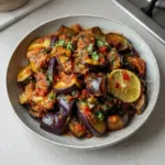 Tunisian Eggplant Salad with harissa, vibrant vegetables, and fresh herbs